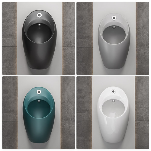 黑色自动感应小便斗挂墙式小便器墙排水彩色挂式小便池智能小便池