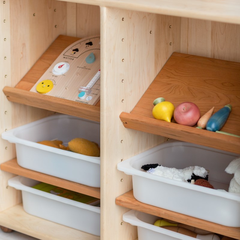 孩在 口袋收纳柜 可叠加组合成长型儿童储物柜实木环保床边柜