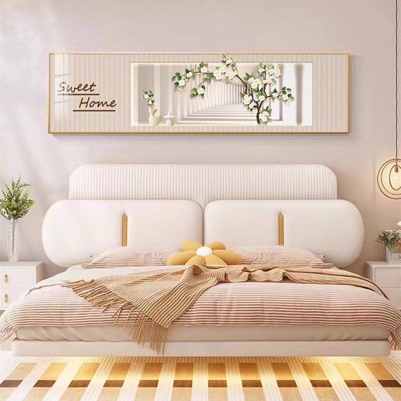 小清新卧室床头装饰画现代简约新款绿植主卧房间背景墙面壁画挂画