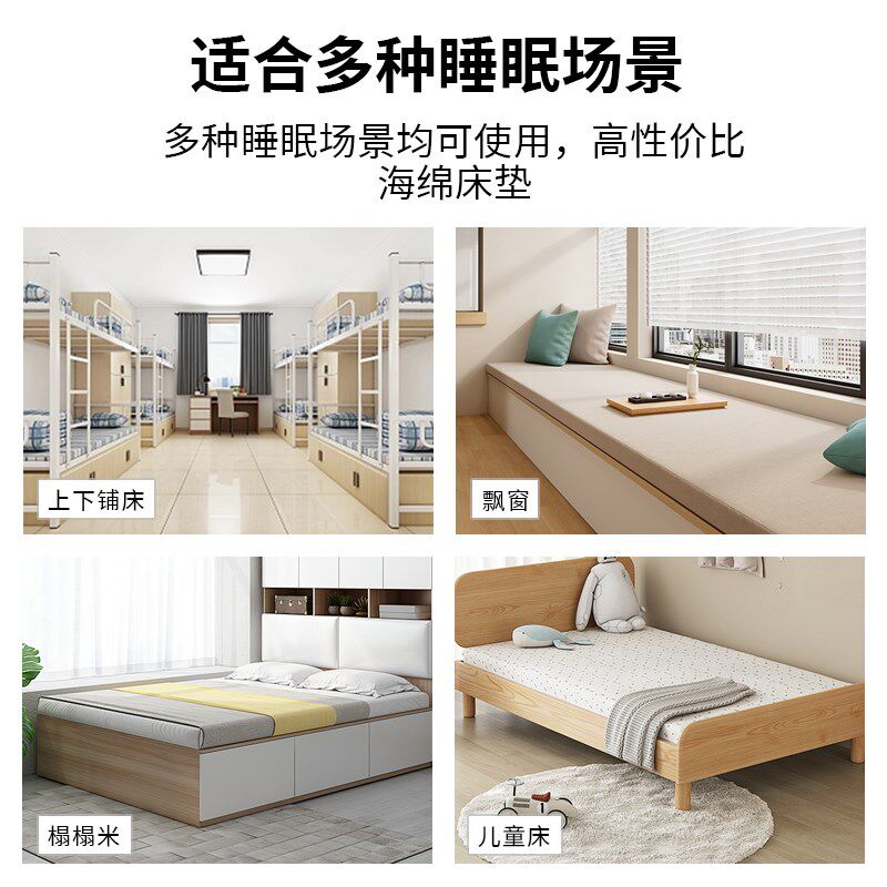 定制加厚高密度海绵床垫单双人榻榻米海绵床垫加硬学生宿舍软硬款