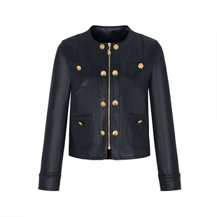 前片多口袋装 商场同款 饰设计皮外套N019A33612 时菲菲