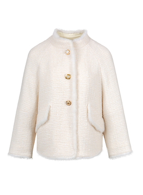 【天天yoko】商场同款冬季水貂毛镶边毛呢外套N0110B44399