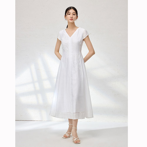 【时菲菲】商场同款夏季新品天丝亚麻连衣裙N195B52119