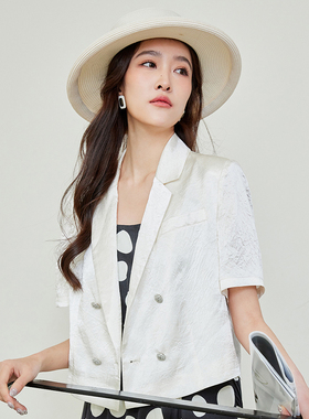 【时菲菲】商场同款夏季醋酸翻驳领西装外套N014C42235