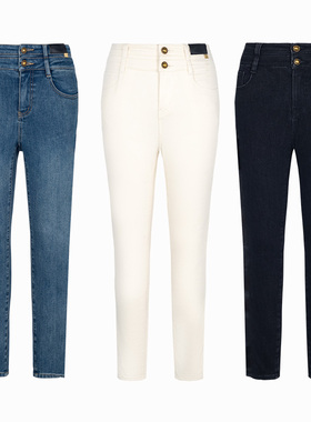 【时菲菲】商场同款冬季磨毛高腰小脚牛仔裤N1310A34629