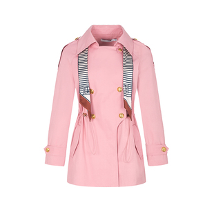 撞色丝巾一手长腰部抽绳风衣N118A33672 商场同款 时菲菲