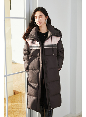 【时菲菲】商场同款冬季新品撞色长款鹅绒服D0910A34803