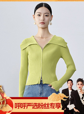 【呼呼严选专享】商场同款春秋一字肩翻领设计针织衫NDY3A41384