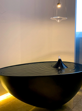 创意禅意喷泉摆件水滴山水水景小品简约现代N流水会所招财水钵聚