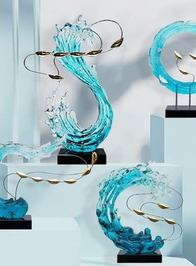 新款现代简约酒店透明装饰抽象雕塑工艺品时尚大S堂艺术品摆件软