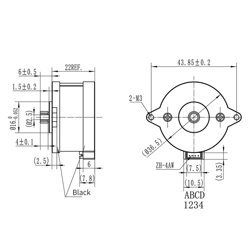36圆形步进马达圆饼马达沃龙VyORON伽利略挤出机耐高温 两相4线