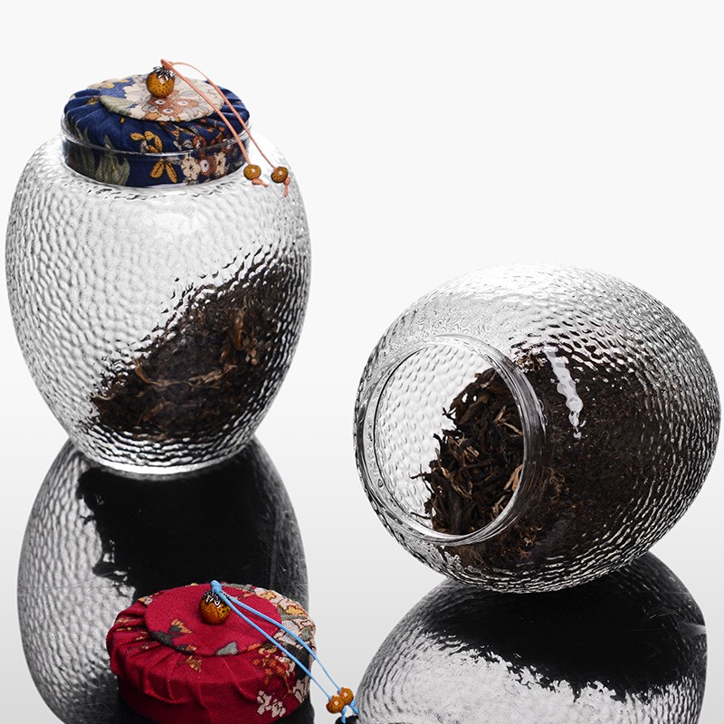 尚言坊 玻璃茶叶罐茶叶包装盒密封罐小号M杂粮存储茶罐花茶罐家用