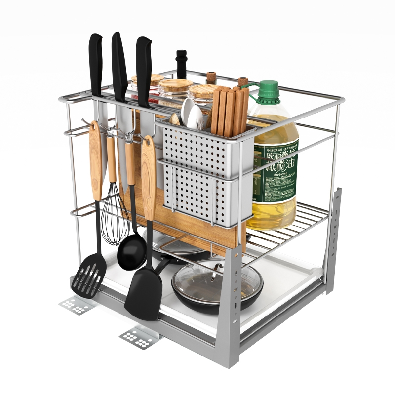 浅橱柜250调味蓝拉篮 抽屉式350拉栏厨房置物架挂件40X0不锈钢拉