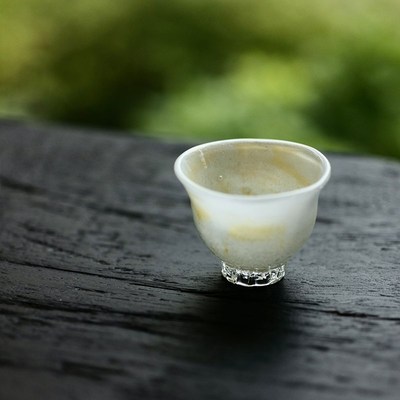 太初莲花堂 白纯玻璃手工品茗杯黄白游精致功夫茶具小茶杯 王沁