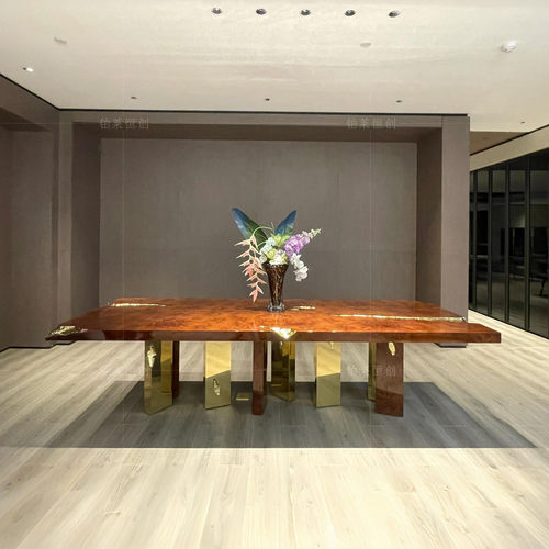 意式轻奢实木餐桌家用长方形餐台