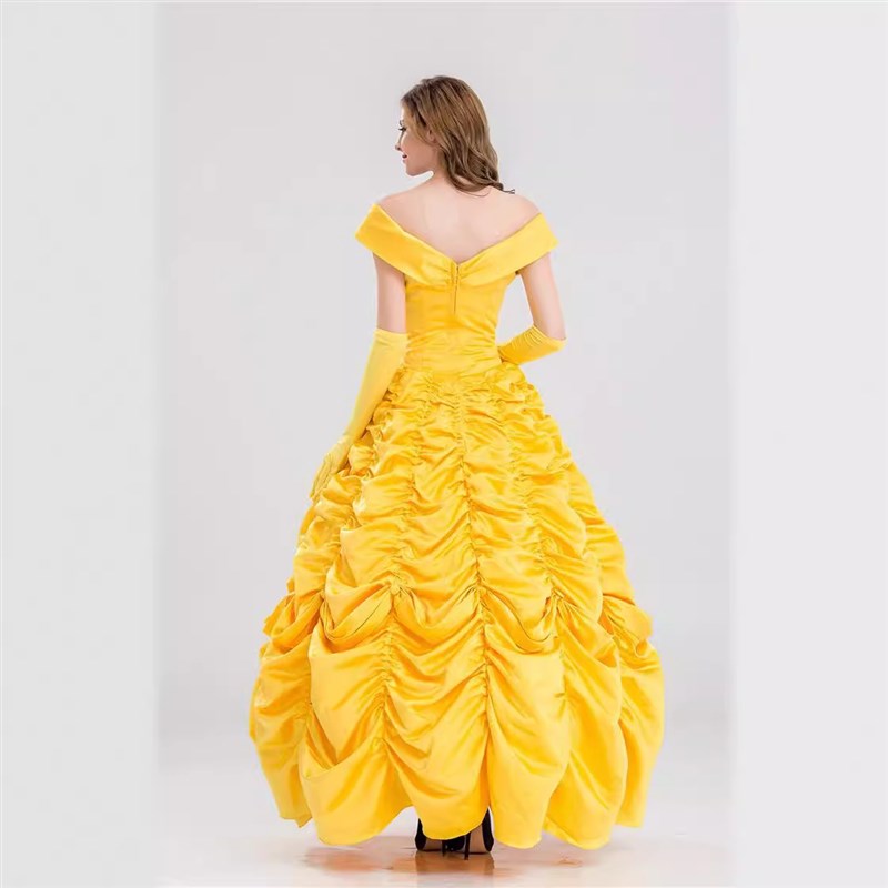 万圣节年会礼服美i女与野兽cosplay贝尔公主连衣裙化妆舞会演出服