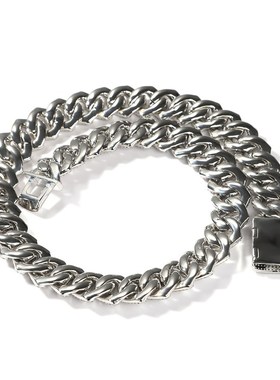 简约嘻哈项链男ins潮个性u20mm方锆古巴链项链欧美朋克风锆石项饰