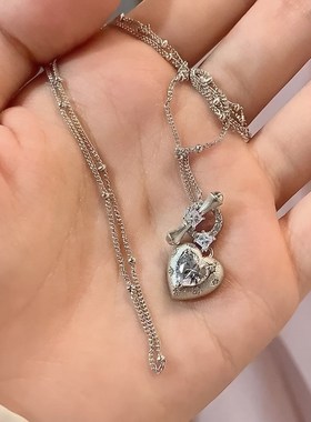 珠宝S925银轻奢风爱心吊坠项链高级精O致锁骨链项链直播爆款