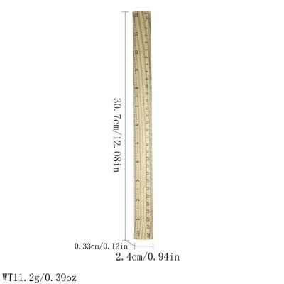 厂家直供木制木尺15/20/x30cm单面双刻度尺子学生学习 文具尺