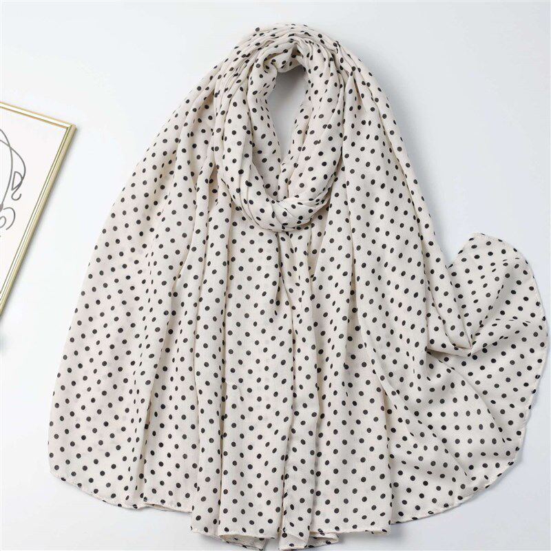 厂销外贸跨f境复古小波点缎纹印花长巾旅游度假防晒保暖披肩