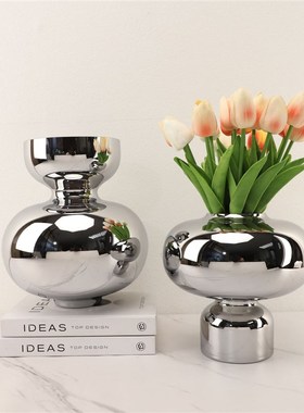 玻璃花器工艺品摆设北欧r轻奢创意家居样板房间客厅软装饰花瓶摆