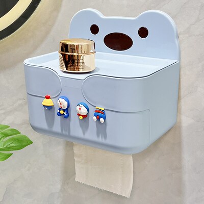 卫生间纸巾盒壁挂式可爱卡通厕所E卫生纸置物架免打孔防水卷纸盒