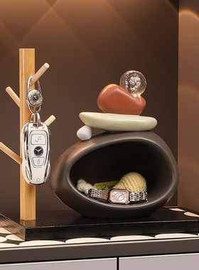 石来运转入户钥匙收纳玄关摆件客B厅酒柜电视柜装饰品乔迁新居礼