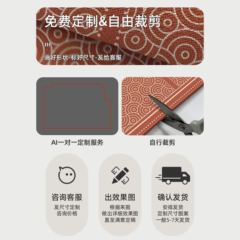 2024新款红色可定制入户门地毯垫大门口耐脏免洗可擦玄关脚踏垫子