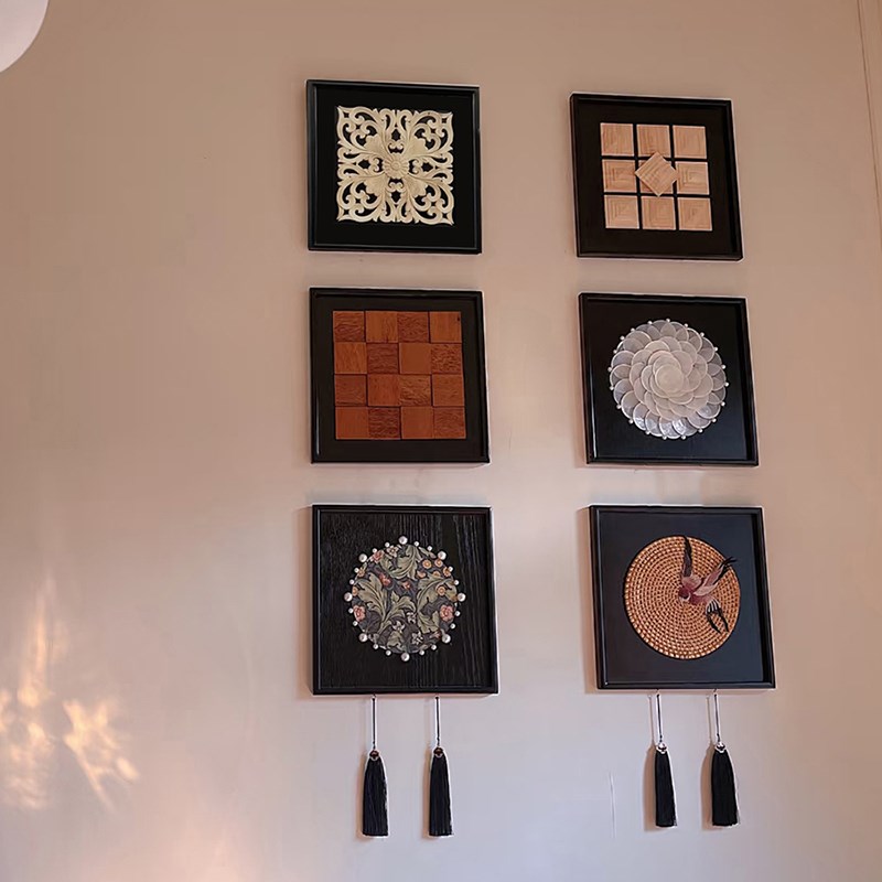 高级感中古风DIY挂画立体小众个性装饰画餐厅玄关实木组合创意画图片