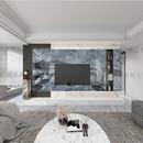 岩板电视背景墙轻奢高级感悬浮款 大理石奢石悬空现代客厅