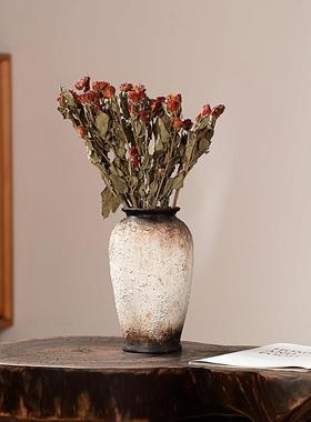 Wabi-Sabi风格艺术陶罐花瓶客厅电视柜入口装饰花饰民房干花插花