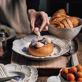 泽滕家平盘子欧式复古高级感西餐甜品点心蔬菜沙拉减脂餐具瓷碗碟