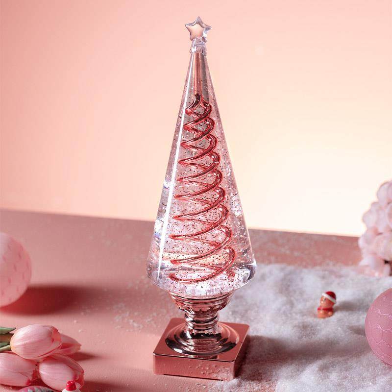 2024新款桌面迷你小发光树旋转圣诞树圣诞节装饰品摆件氛围装饰灯