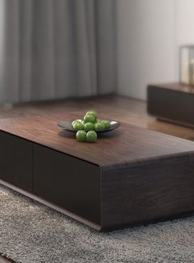北欧茶几电视柜组合现代简约黑灰色茶几轻奢小户型胡桃色储物茶桌