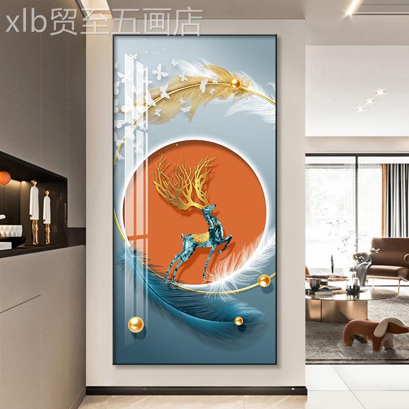 网红装关饰现竖版代约轻奢玄走对廊F过简道挂入户正门晶瓷玄幻壁