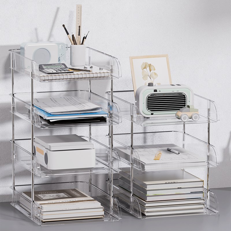 桌面文件整理置物架书本文具置物架A4文件书架亚克力空间利用神器