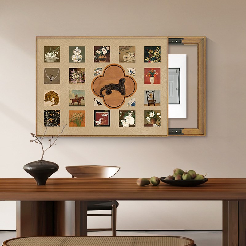 中古风电表箱装饰画法式复古挂画免打孔配电箱电源开关盒遮挡壁画