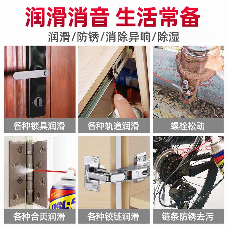 粤鹰除锈剂螺丝松动剂门轴润滑油合页铰链异响消除金属润清洗门锁