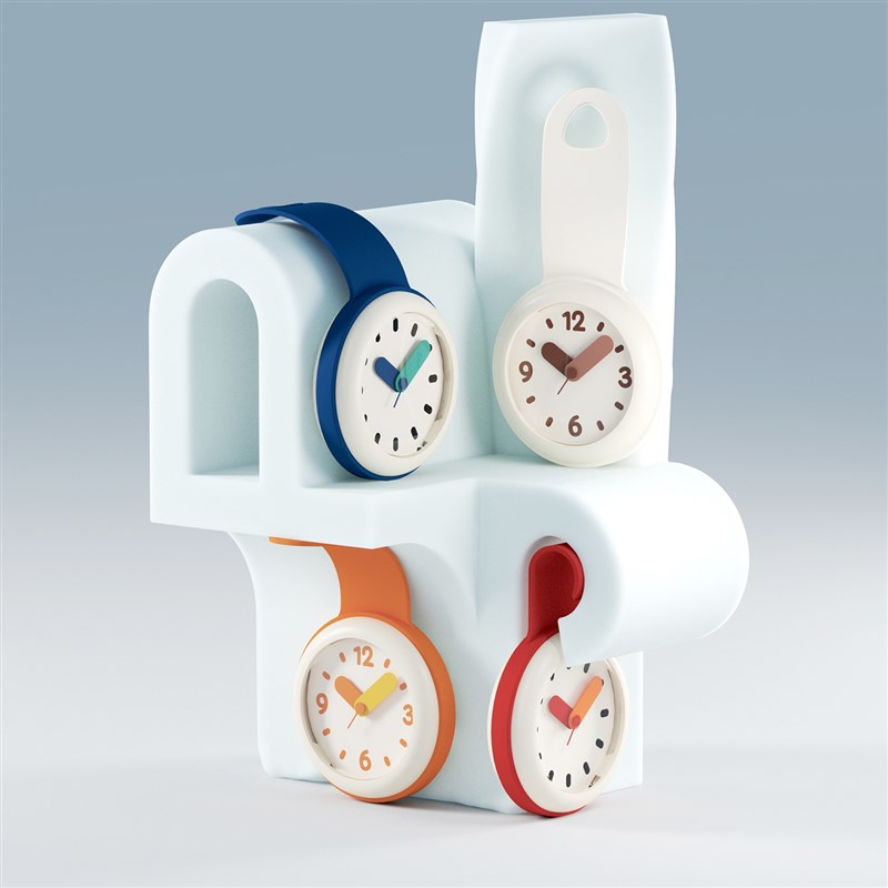 北欧简约浴室钟厨房防水静音家用吸盘钟表冰箱创意个性迷你小挂钟