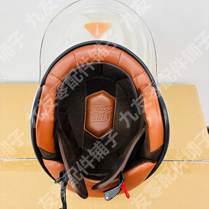 九号电动车秋冬头盔复古头盔挡风镜轻薄透气全镜头盔秋日柠黄