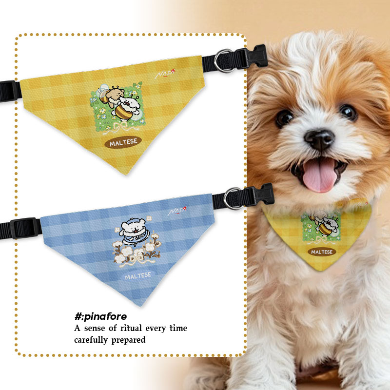 NASA联名线条小狗花朵宠物口水巾