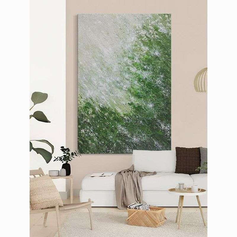 顺丰客厅绿色系抽象派砂岩肌理画玄关艺术高级感手绘油画丙烯装饰图片