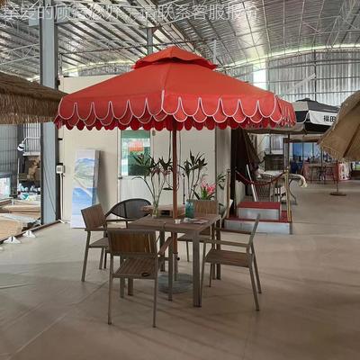 酒金店民宿沙滩区户711外遮阳伞八边骨铝景合中柱大伞流苏波浪创