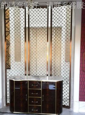 山屏东金色铁隔艺PH001隔断风入户玄关新 电镀古铜色中式屏风断卧