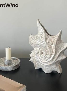 SilentWind寂风艺术感创意海螺花瓶陶瓷家居桌面玄关酒柜装饰摆件