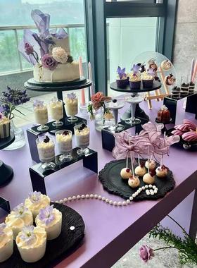 黑色甜品台展示架摆台摆件茶歇开业店庆年庆甜品台展示架摆台