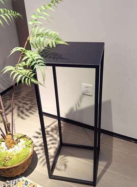 铁黑色花架客厅落地式简单大理石雕塑架室内阳台储物架花盆架