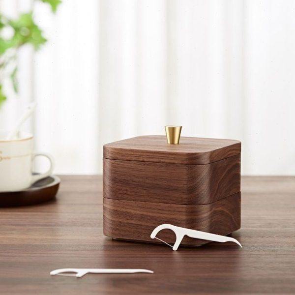胡桃木牙线盒家用轻奢牙线棉签卸妆棉收纳盒桌面收纳家居用品收纳,收纳整理,棉签收纳盒/袋,淘宝优惠券,粉丝福利购,淘宝优惠卷