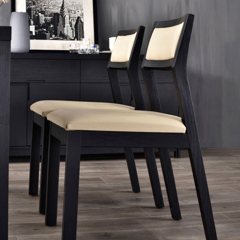 北欧实木餐椅 现代简约皮艺软包舒适G休闲椅家用餐厅黑色靠背椅子