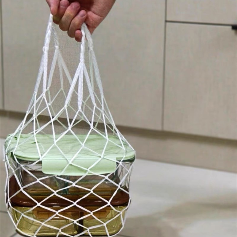 饭盒手提网袋 网兜m 上班族带饭袋 小学生便当袋 保温桶方形通用